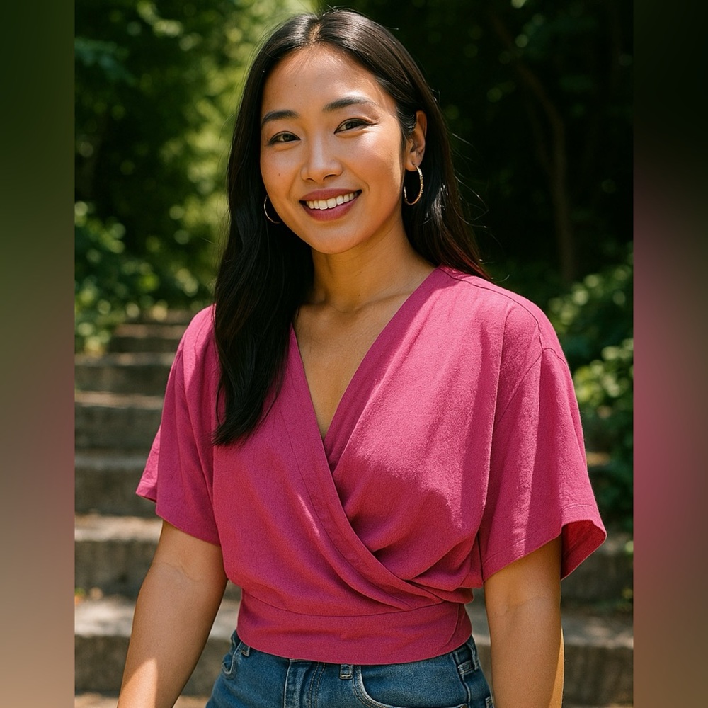 [EUC] dagg & stacey Pink Cleo Wrap Top | Size 8 women | Made in Canada